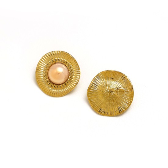 Button pearl stainless steel earrings