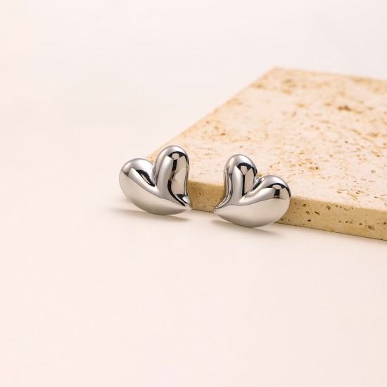 Peach heart stainless steel earrings