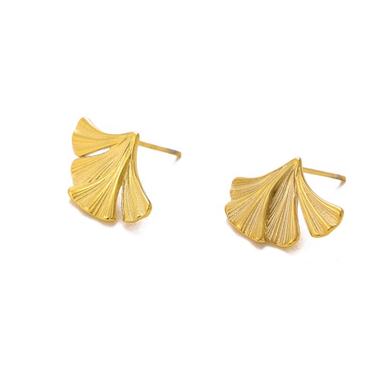Ginkgo leaf stainless steel earrings