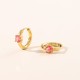 Colorful heart-shaped round triangular zircon stainless steel earrings