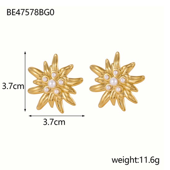 Pearl daisy stainless steel earrings