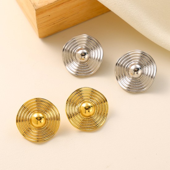 Concave convex straw hat stainless steel earrings