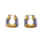 C-shaped micro inlaid color diamond stainless steel earrings