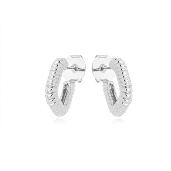 C-shaped threaded stainless steel earrings