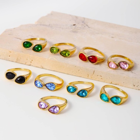 Colored Diamond Stainless Steel Ring