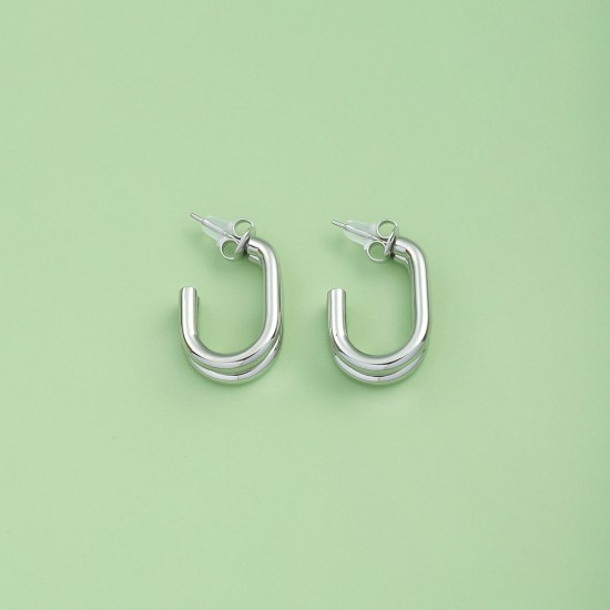 欧美时尚简约新款 U 形不锈钢耳环轻奢珠宝耳钉耳环镀金 首饰批发
