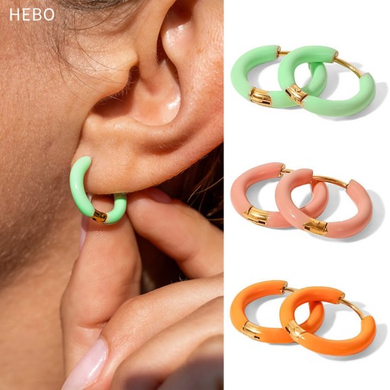 Colored Drip Oil Stainless Steel Earrings