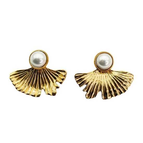 Ginkgo leaf stainless steel earrings