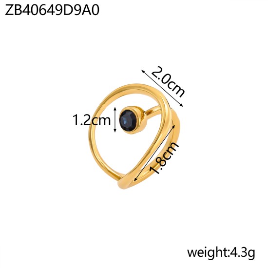 Stainless steel colored zircon ring