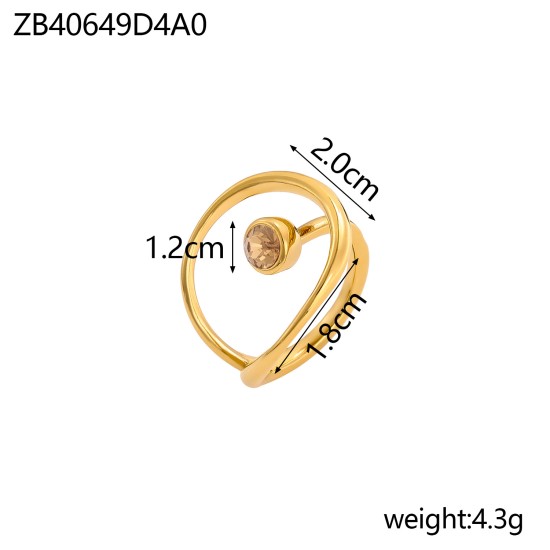 Stainless steel colored zircon ring