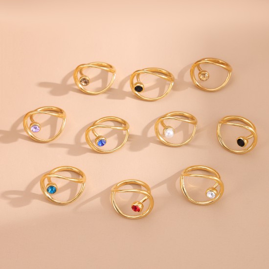 Stainless steel colored zircon ring