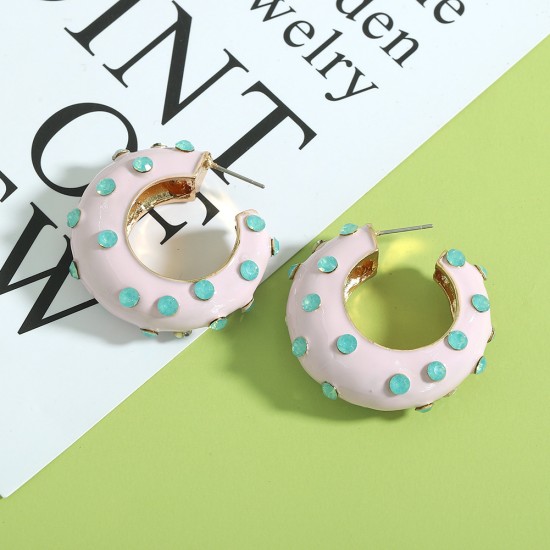 Drip oil inlaid diamond colored earrings