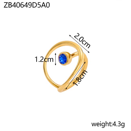 Stainless steel colored zircon ring