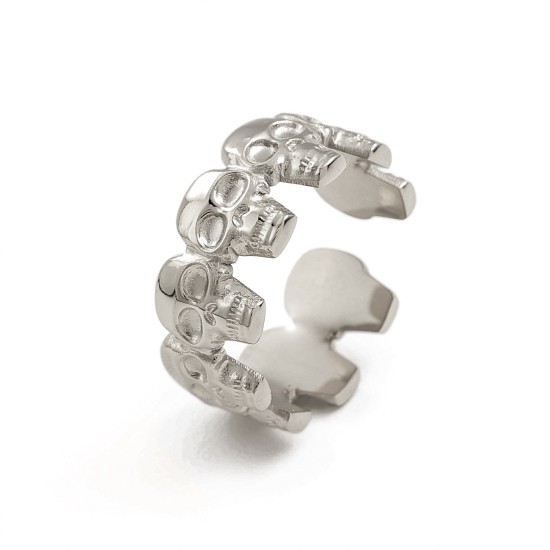 Skull Head Open Ring Stainless Steel