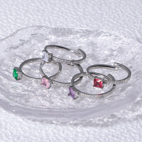 Zircon stainless steel ring