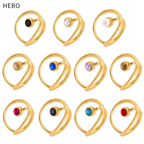 Stainless steel colored zircon ring