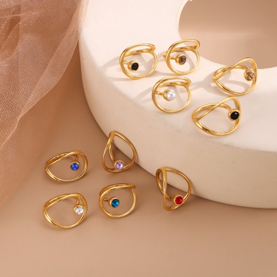 Stainless steel colored zircon ring