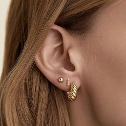 Threaded shell shaped stainless steel earrings