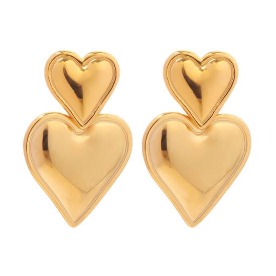 Heart shaped laminated stainless steel earrings