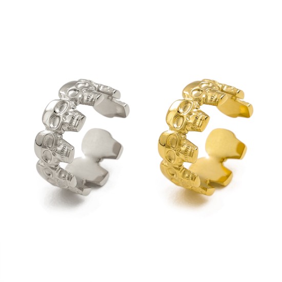 Skull Head Open Ring Stainless Steel