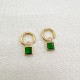 Square green zircon stainless steel earrings