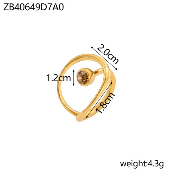 Stainless steel colored zircon ring