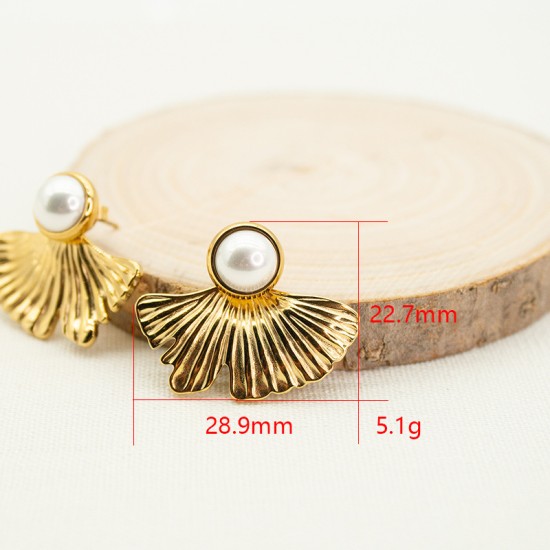 Ginkgo leaf stainless steel earrings