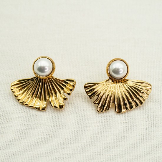 Ginkgo leaf stainless steel earrings