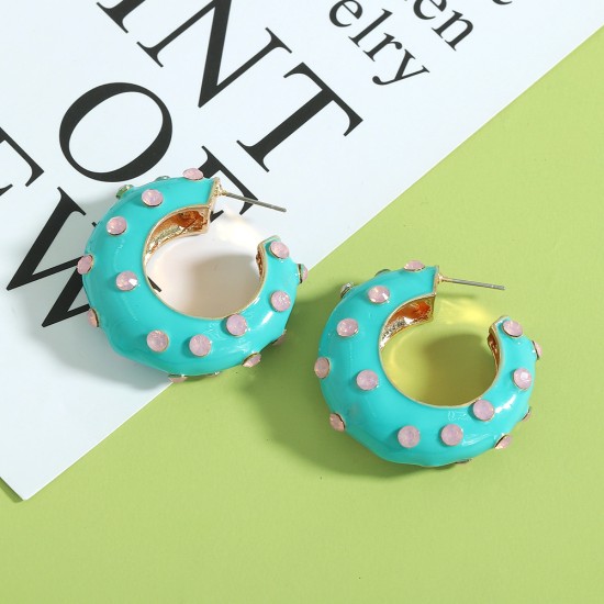 Drip oil inlaid diamond colored earrings