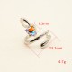 Serpentine shaped heart-shaped colored diamond stainless steel ring