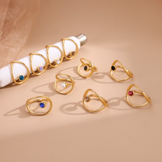 Stainless steel colored zircon ring