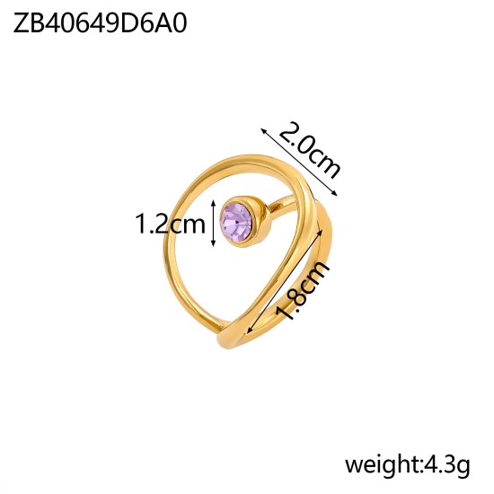 Stainless steel colored zircon ring