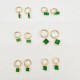 Square green zircon stainless steel earrings
