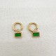 Square green zircon stainless steel earrings