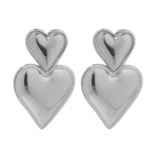 Heart shaped laminated stainless steel earrings