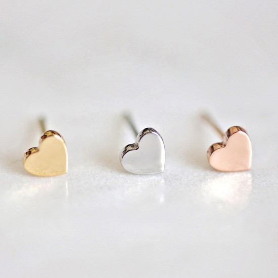 Minimally designed heart-shaped stainless steel earrings