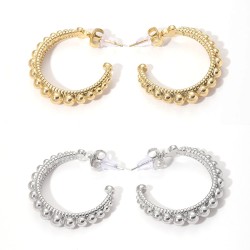 C-shaped semi-circular open stainless steel earrings