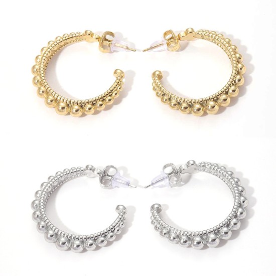 C-shaped semi-circular open stainless steel earrings