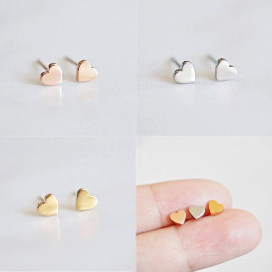 Minimally designed heart-shaped stainless steel earrings