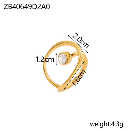 Stainless steel colored zircon ring