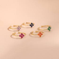 Crystal petal stainless steel ring