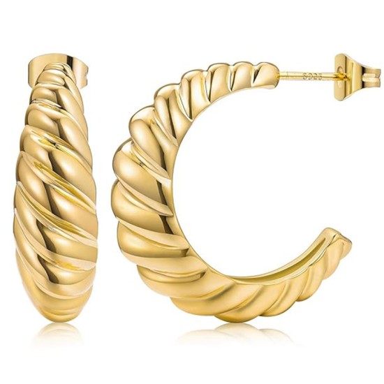 Threaded shell shaped stainless steel earrings