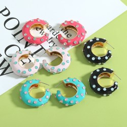 Drip oil inlaid diamond colored earrings