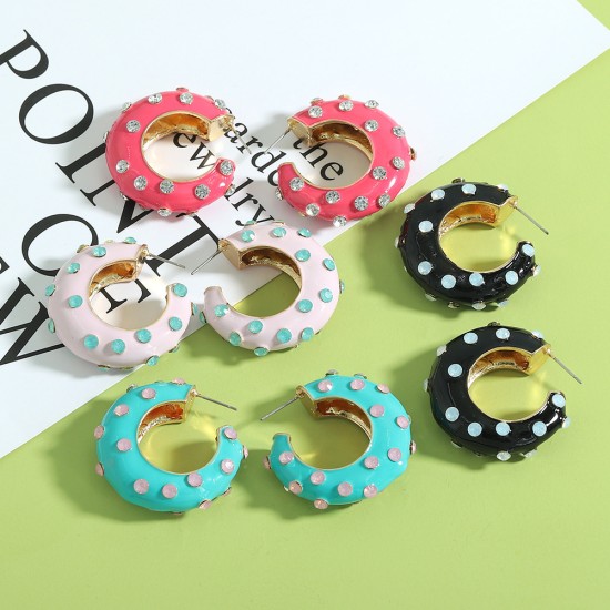 Drip oil inlaid diamond colored earrings