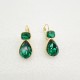 Elliptical Water Drop Emerald Stainless Steel Earrings