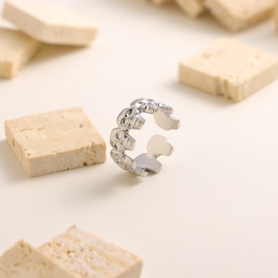 Skull Head Open Ring Stainless Steel