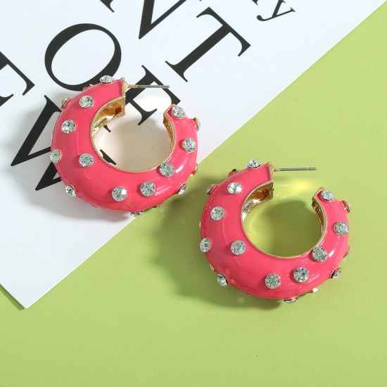 Drip oil inlaid diamond colored earrings