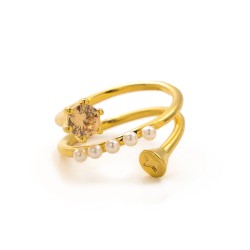 Zircon Pearl Ring Stainless Steel