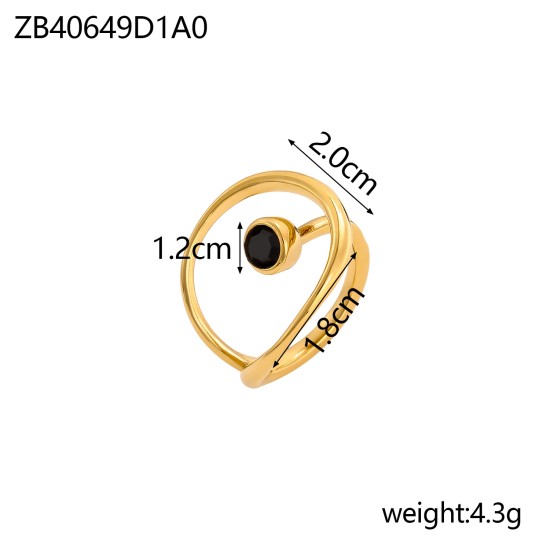 Stainless steel colored zircon ring