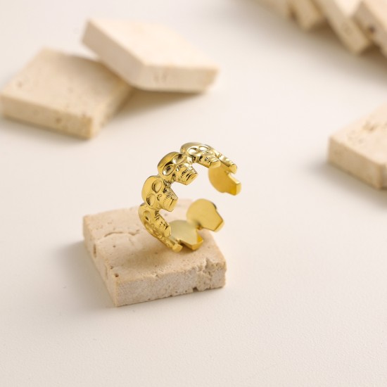 Skull Head Open Ring Stainless Steel